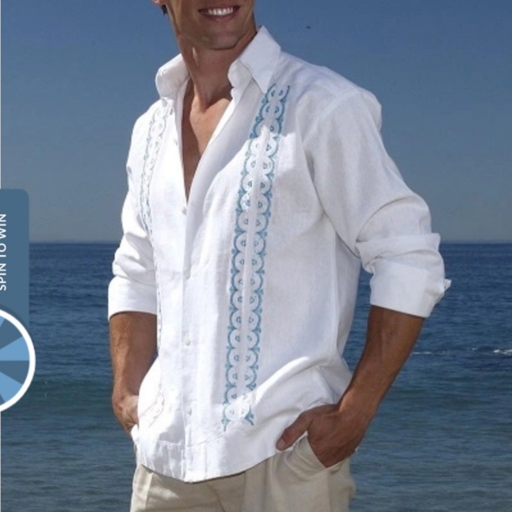 Modelcloth mens linen long sleeves shirt